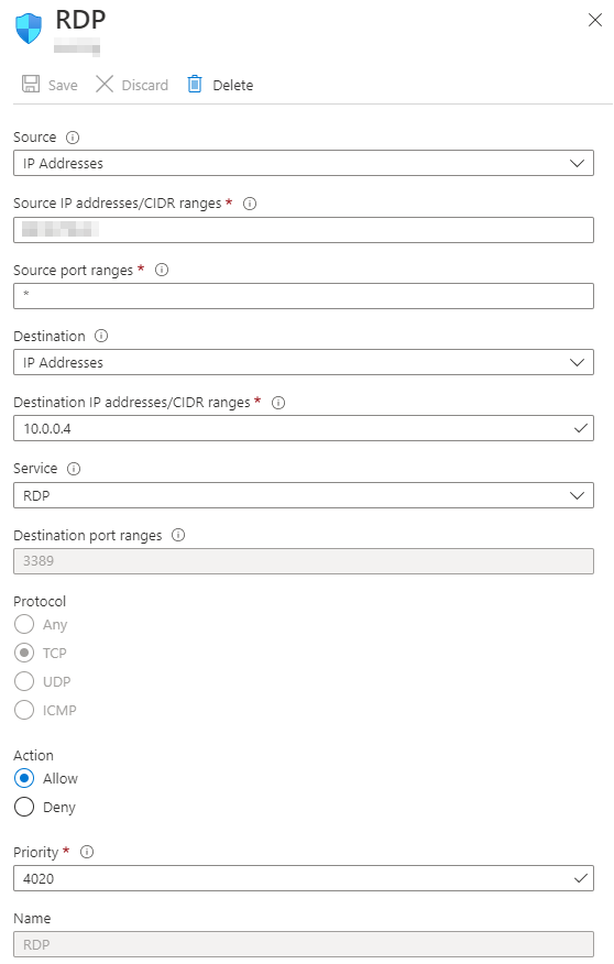 Network Security Group Inbound Rule